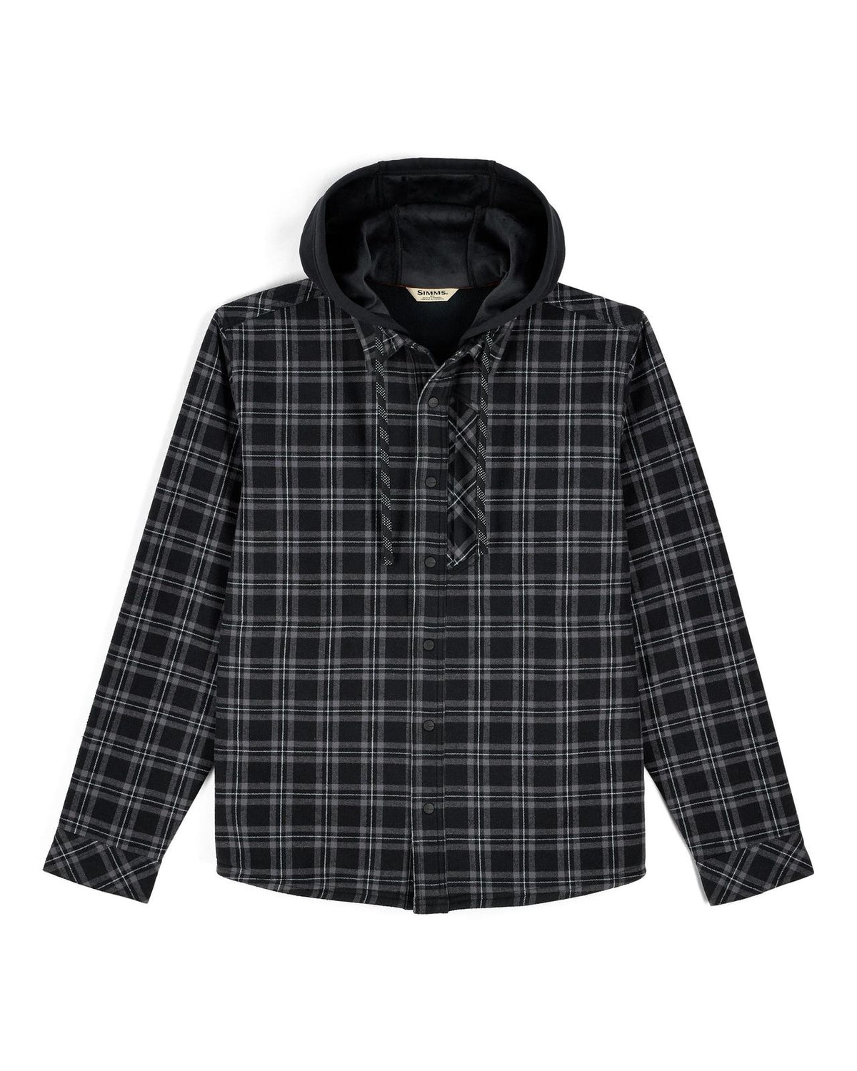 Simms Coldweather Hooded Shacket - Wakemup Plaid: Black