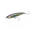 DUO Rough Trail Aomasa 188SF, metallisk stickbait med lila-gult mönster och två krokar - perfekt för tropiska fiskeäventyr.