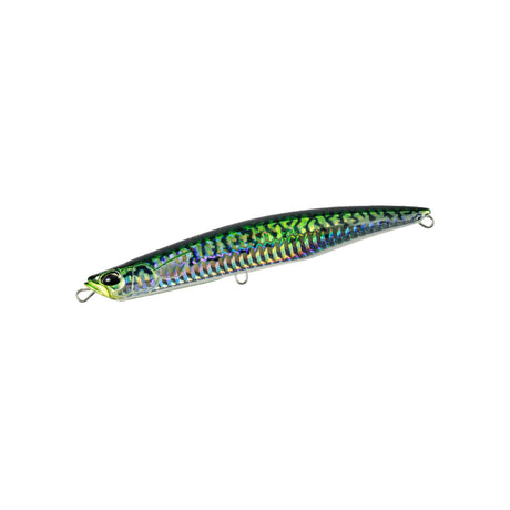 DUO Rough Trail Malice 130 Mackerel HD, fiskedrag med grön-blå-gul yta och dubbla öglor för havsfiske och jig-minnow.