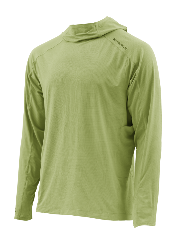 Skwala Fishing Sol Defense Hoody i ljusgrönt, långärmad fisketröja med UPF-skydd och insektsmedel-perfekt för fiskeäventyr.