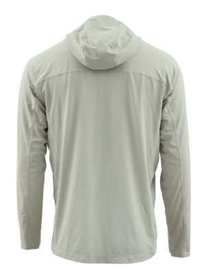 Skwala Fishing Sol Defense Hoody i ljusgrått, visad bakifrån. Perfekt fisketröja med UPF-skydd för utomhusäventyr.